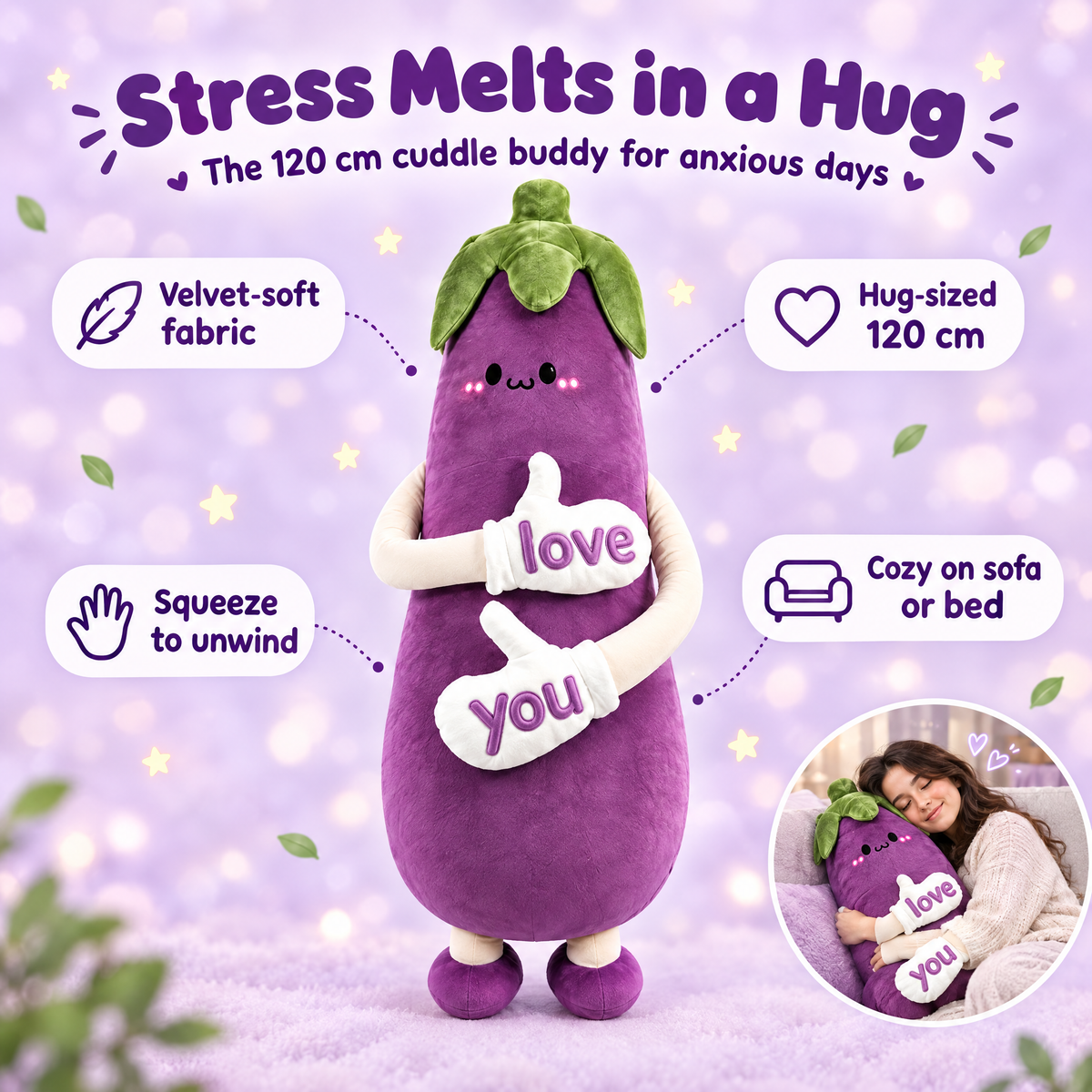 Stress melts in a hug: the 120 cm Dozie cuddle buddy